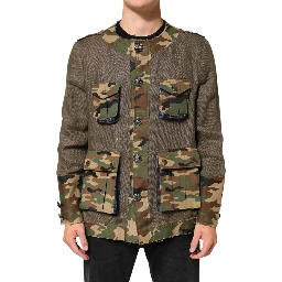 Brown Camouflage Linen Button Down Jacket