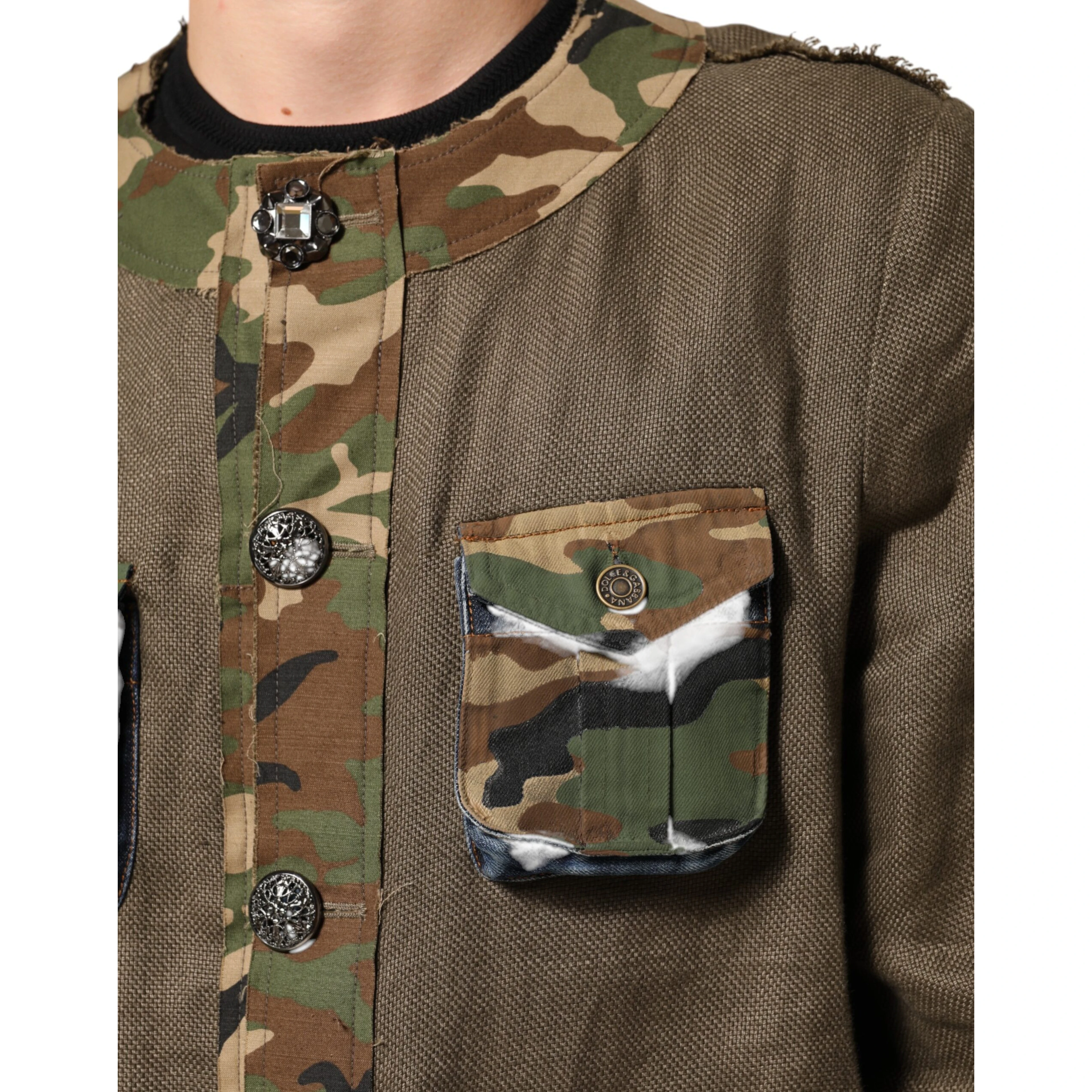 Brown Camouflage Linen Button Down Jacket