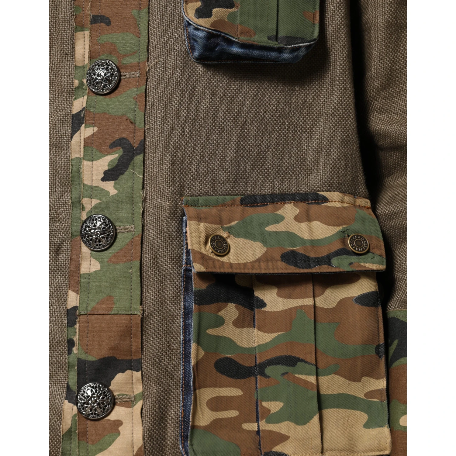 Brown Camouflage Linen Button Down Jacket