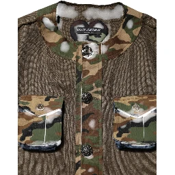 Brown Camouflage Linen Button Down Jacket