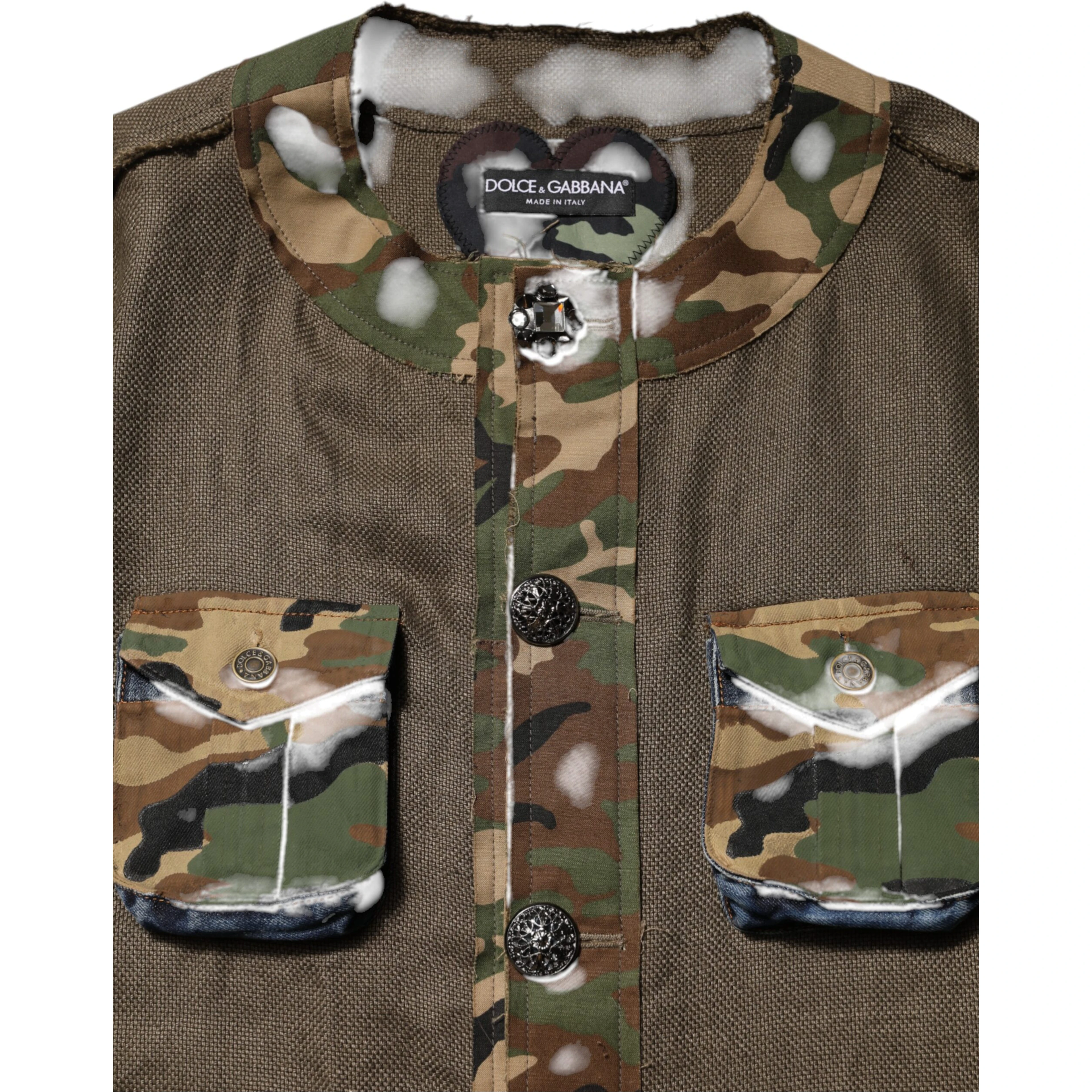 Brown Camouflage Linen Button Down Jacket