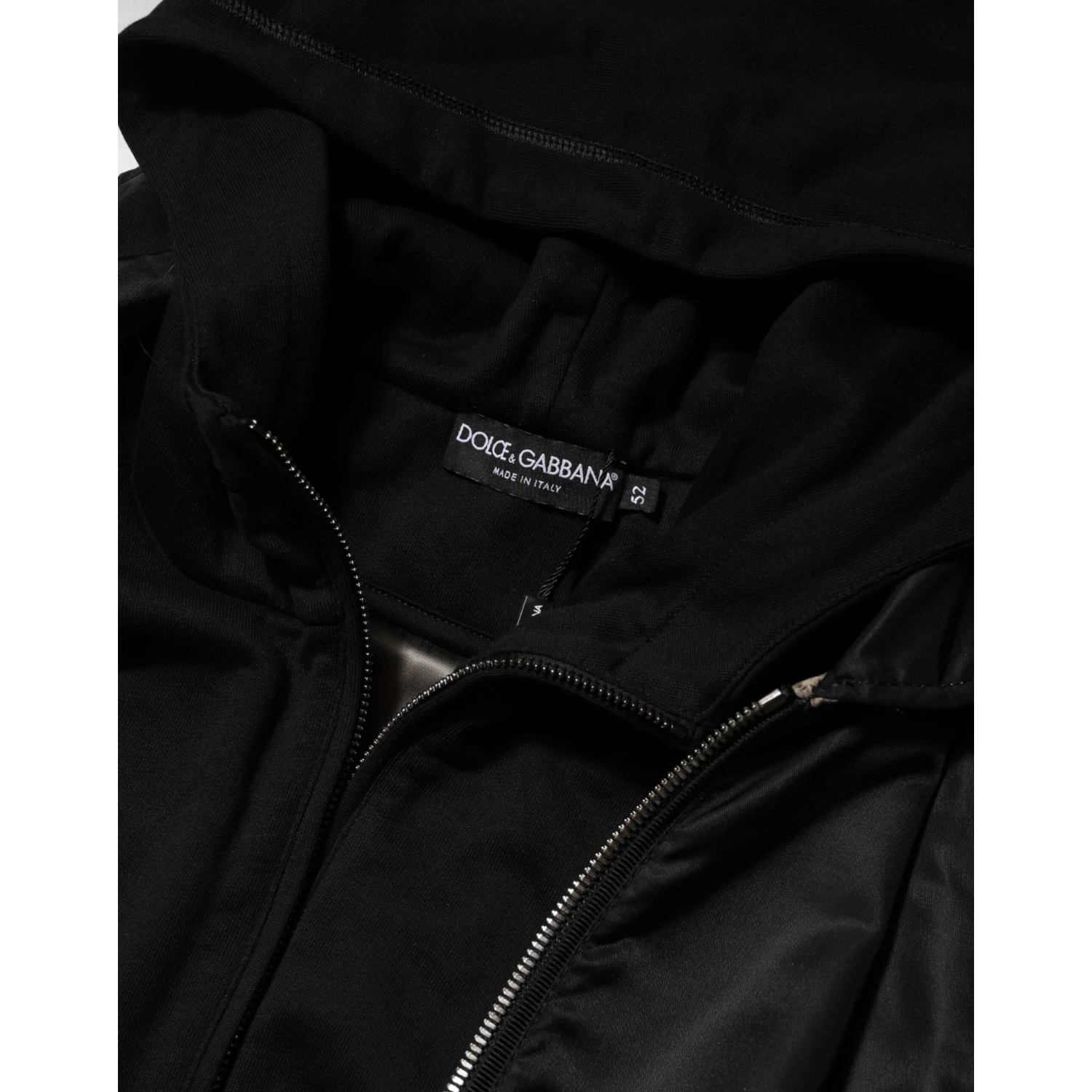 Black Cotton Hooded Full Zip Bomber Jacket