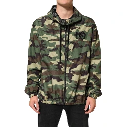 Green Camouflage Hooded Sweatshirt Jacket