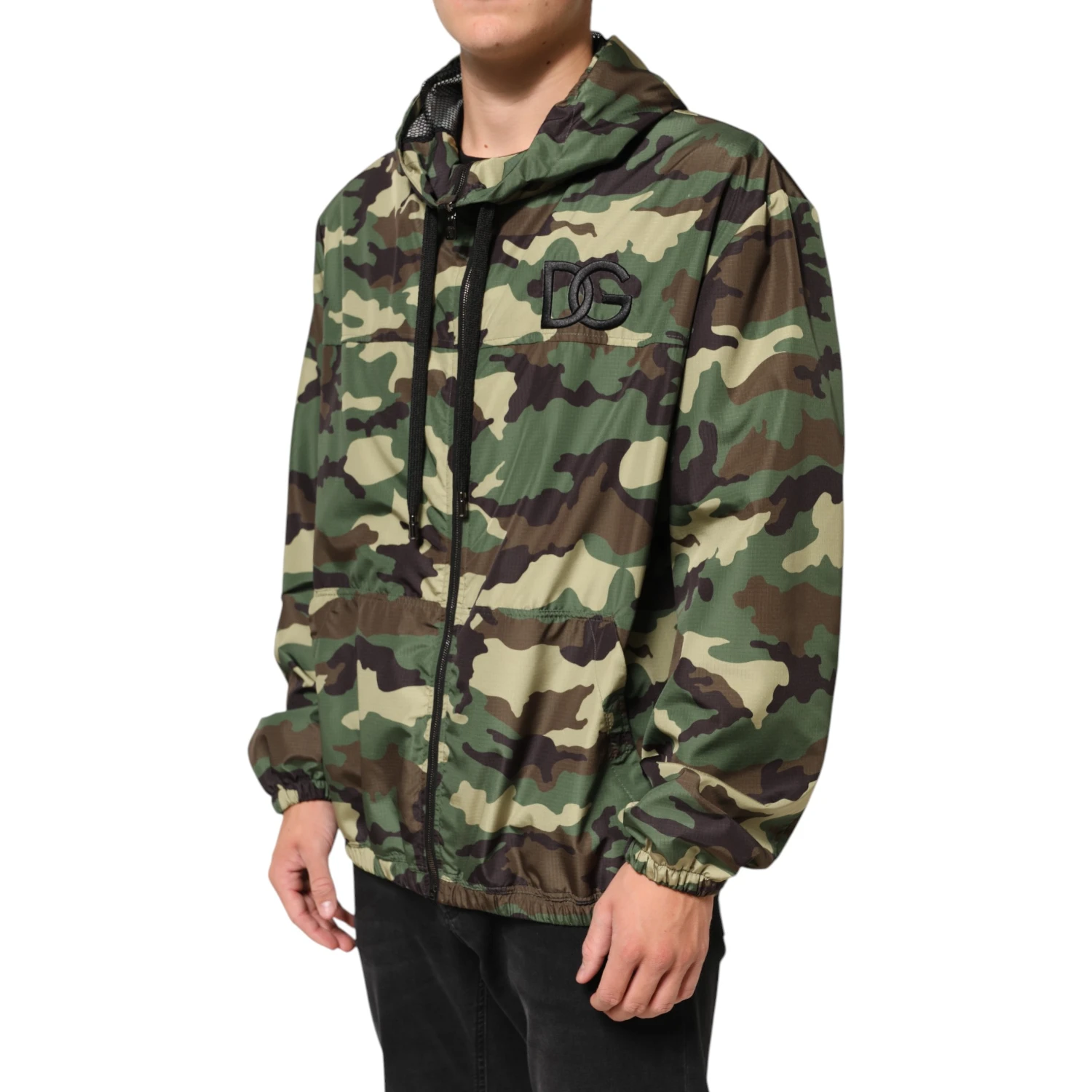 Green Camouflage Hooded Sweatshirt Jacket