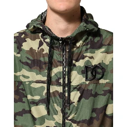 Green Camouflage Hooded Sweatshirt Jacket