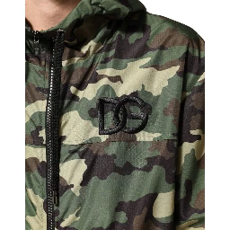 Green Camouflage Hooded Sweatshirt Jacket