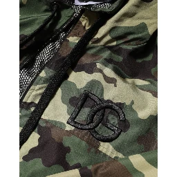 Green Camouflage Hooded Sweatshirt Jacket
