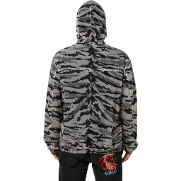 Gray Camouflage Hooded Sweatshirt Jacket