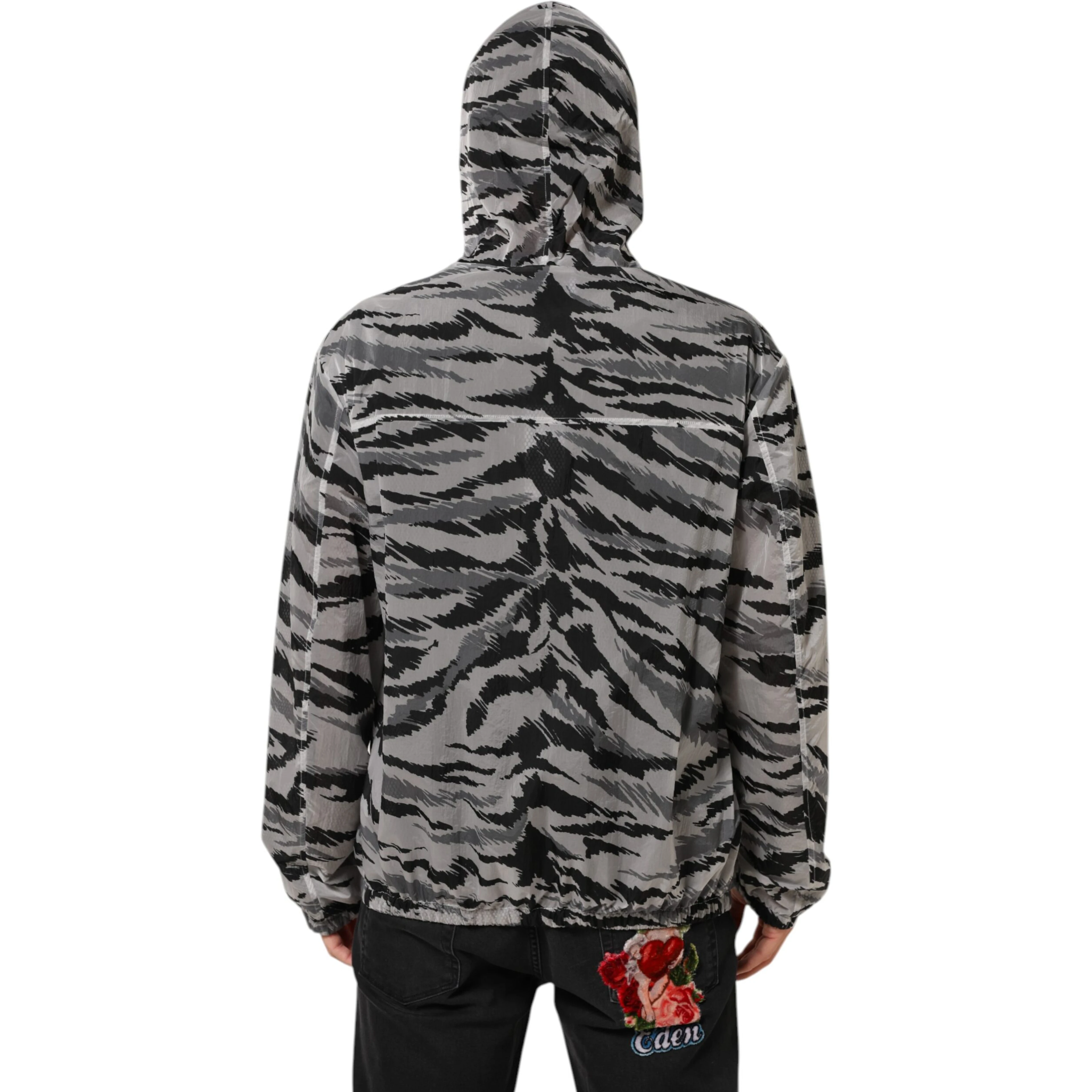 Gray Camouflage Hooded Sweatshirt Jacket