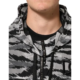 Gray Camouflage Hooded Sweatshirt Jacket