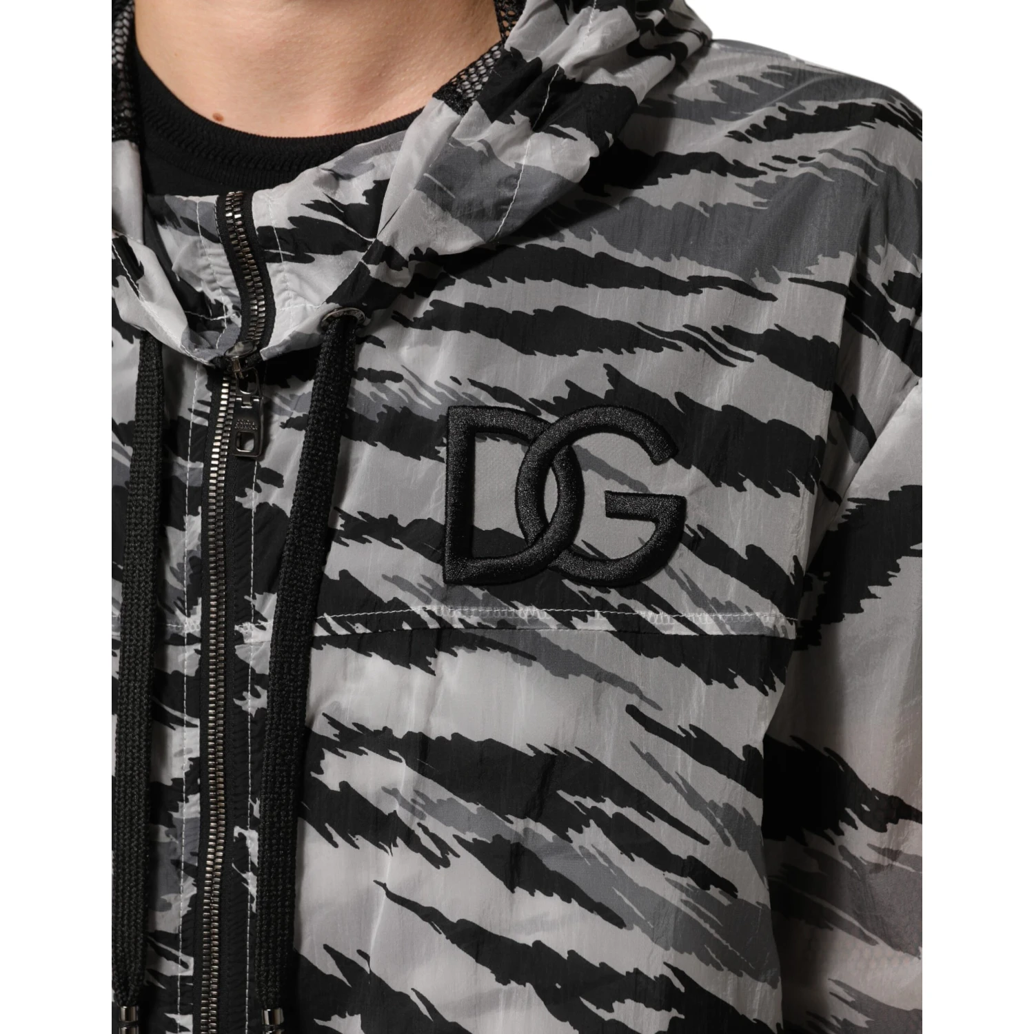 Gray Camouflage Hooded Sweatshirt Jacket
