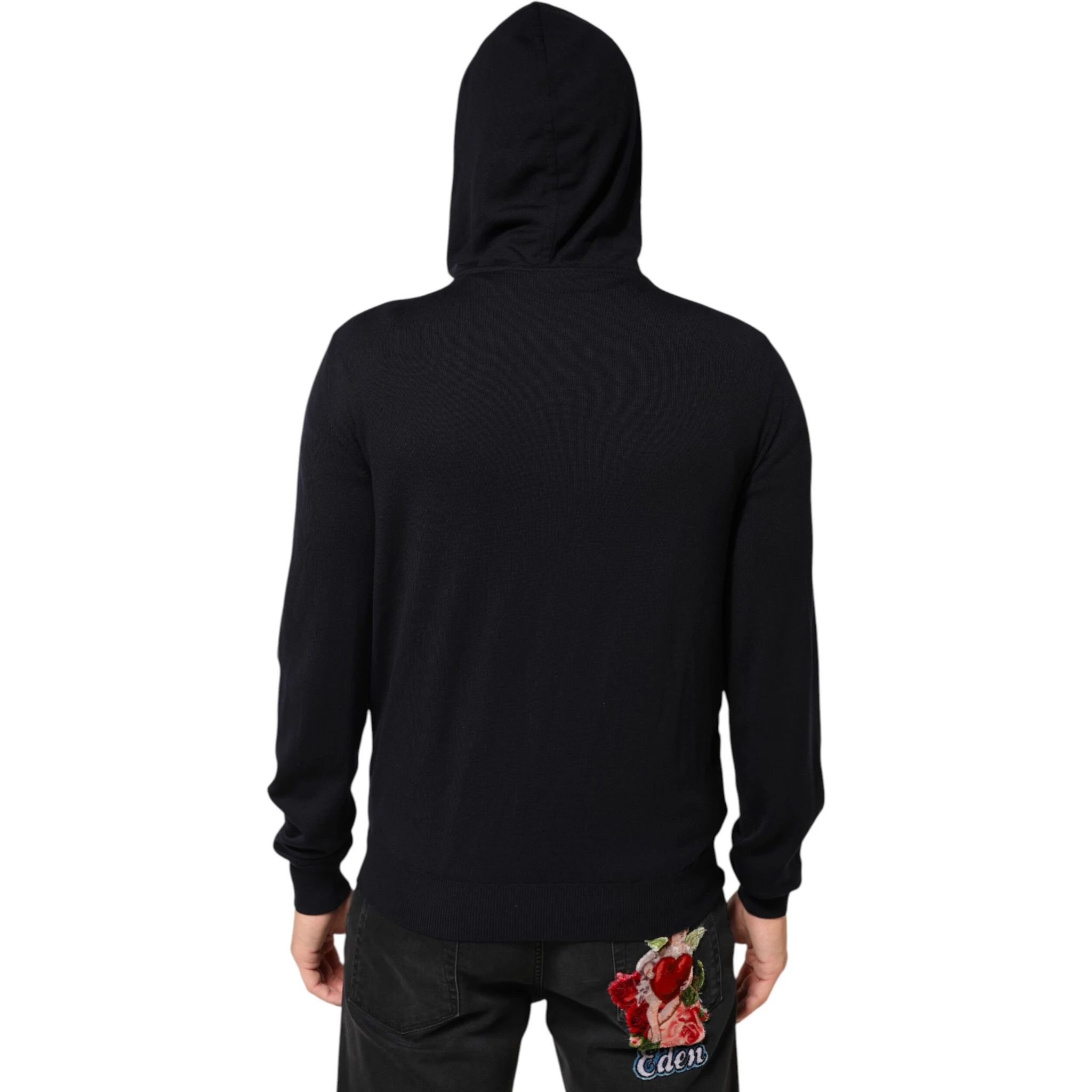 Black Leather Full Zip Hooded Blouson Jacket