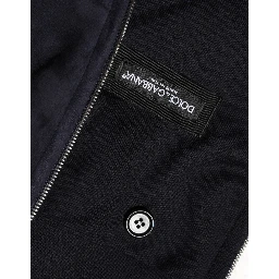 Black Leather Full Zip Hooded Blouson Jacket