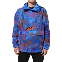 Blue Tie Dye Logo Hooded Sweatshirt Jacket