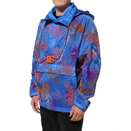 Blue Tie Dye Logo Hooded Sweatshirt Jacket