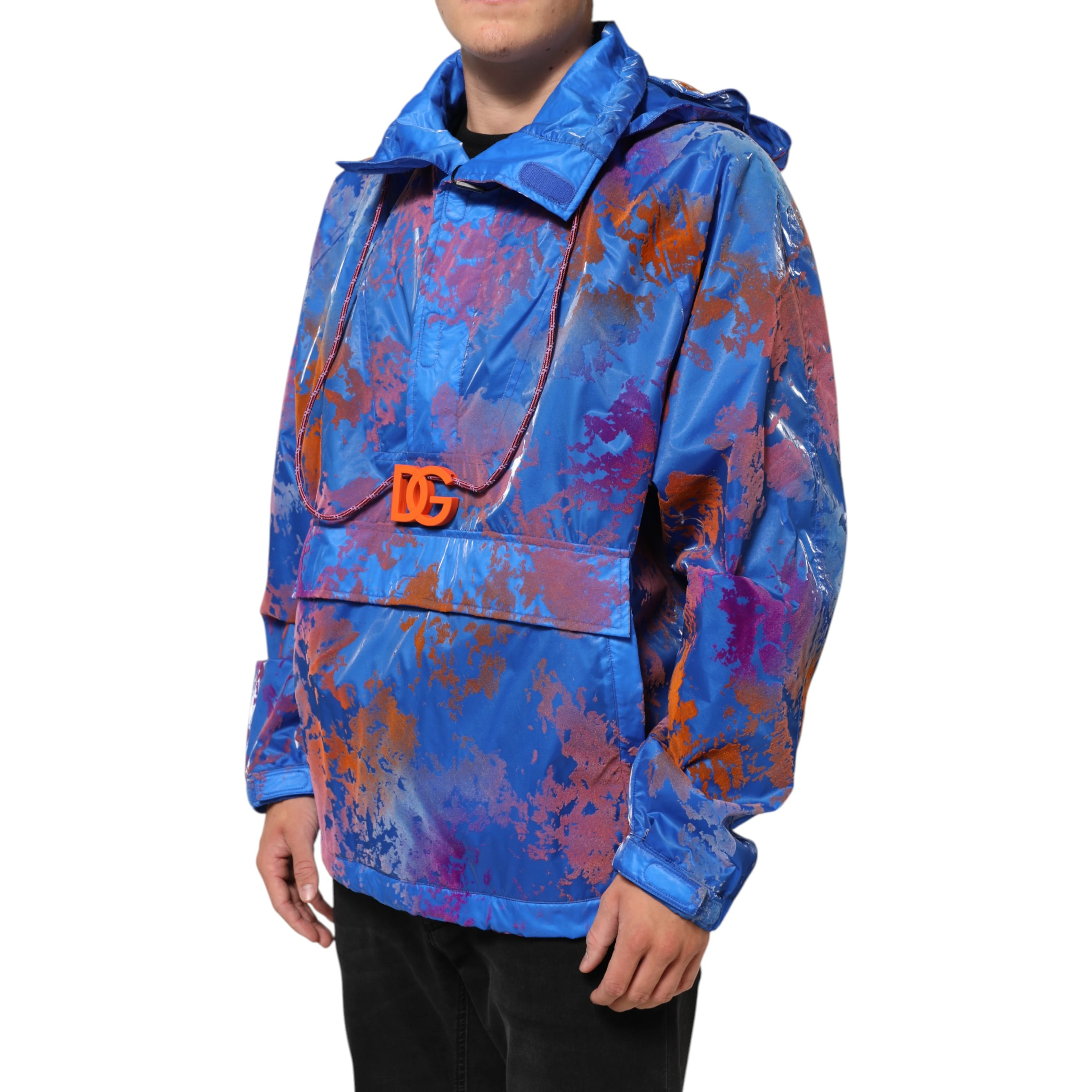 Blue Tie Dye Logo Hooded Sweatshirt Jacket