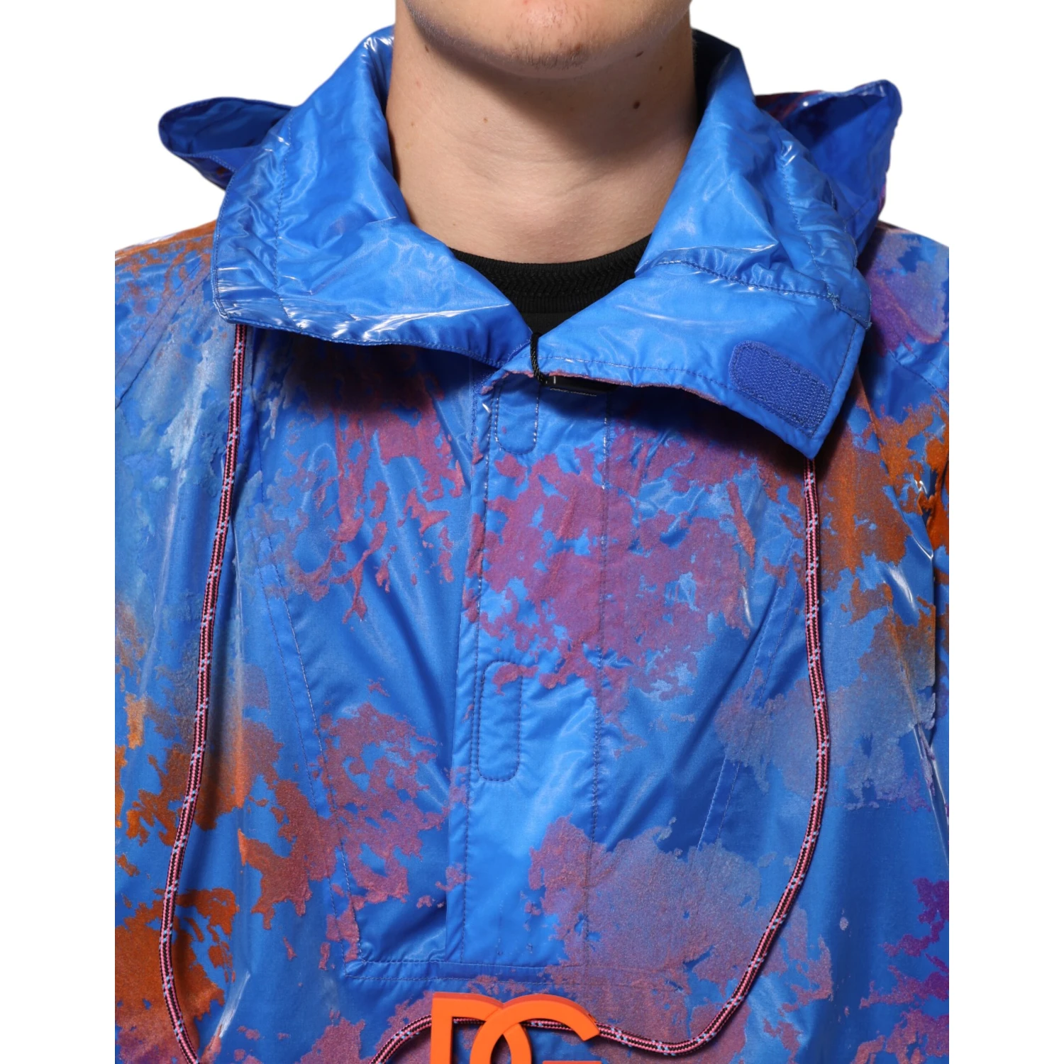 Blue Tie Dye Logo Hooded Sweatshirt Jacket