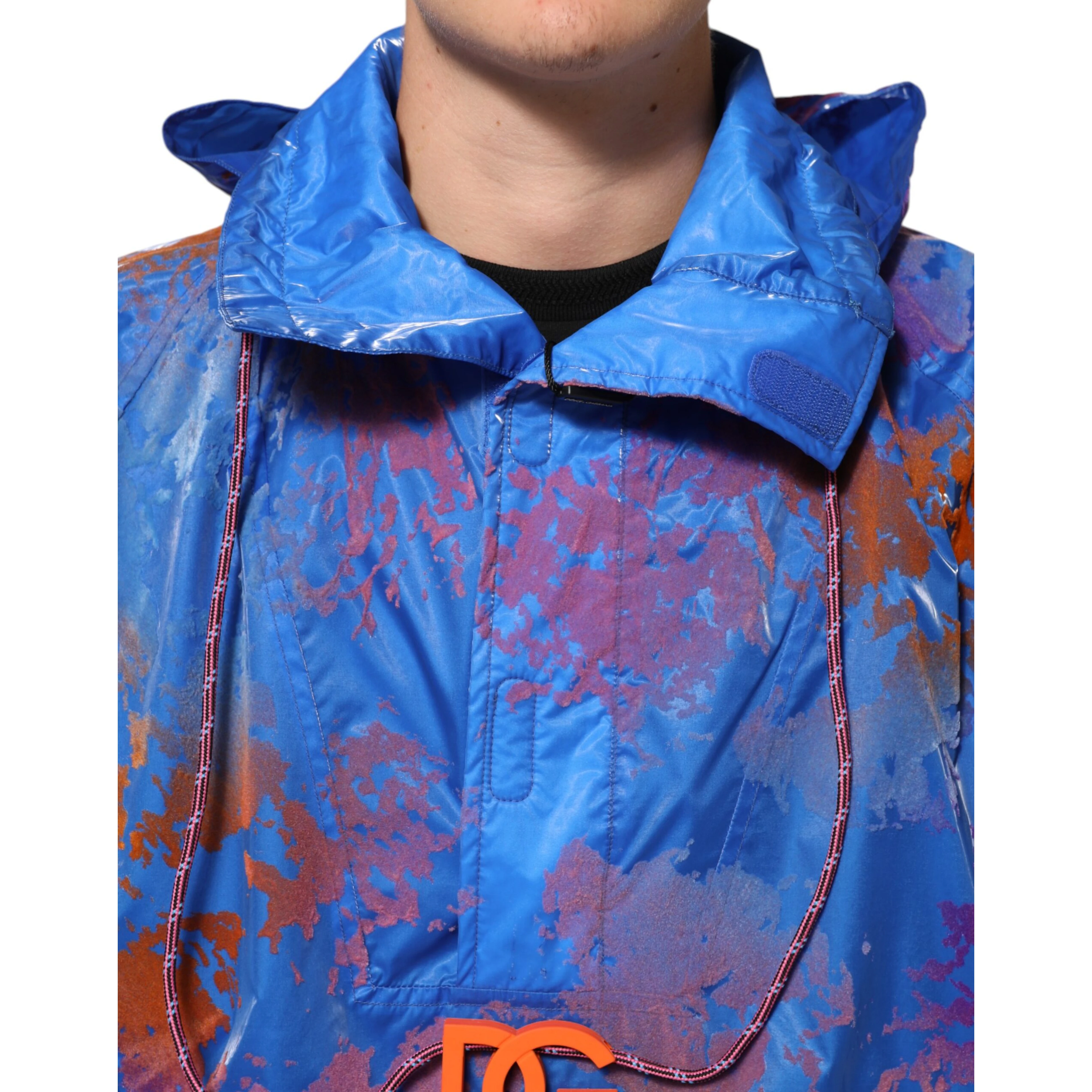 Blue Tie Dye Logo Hooded Sweatshirt Jacket
