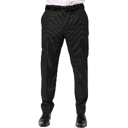 Black Cotton Mid Waist Dress Trouser Pants