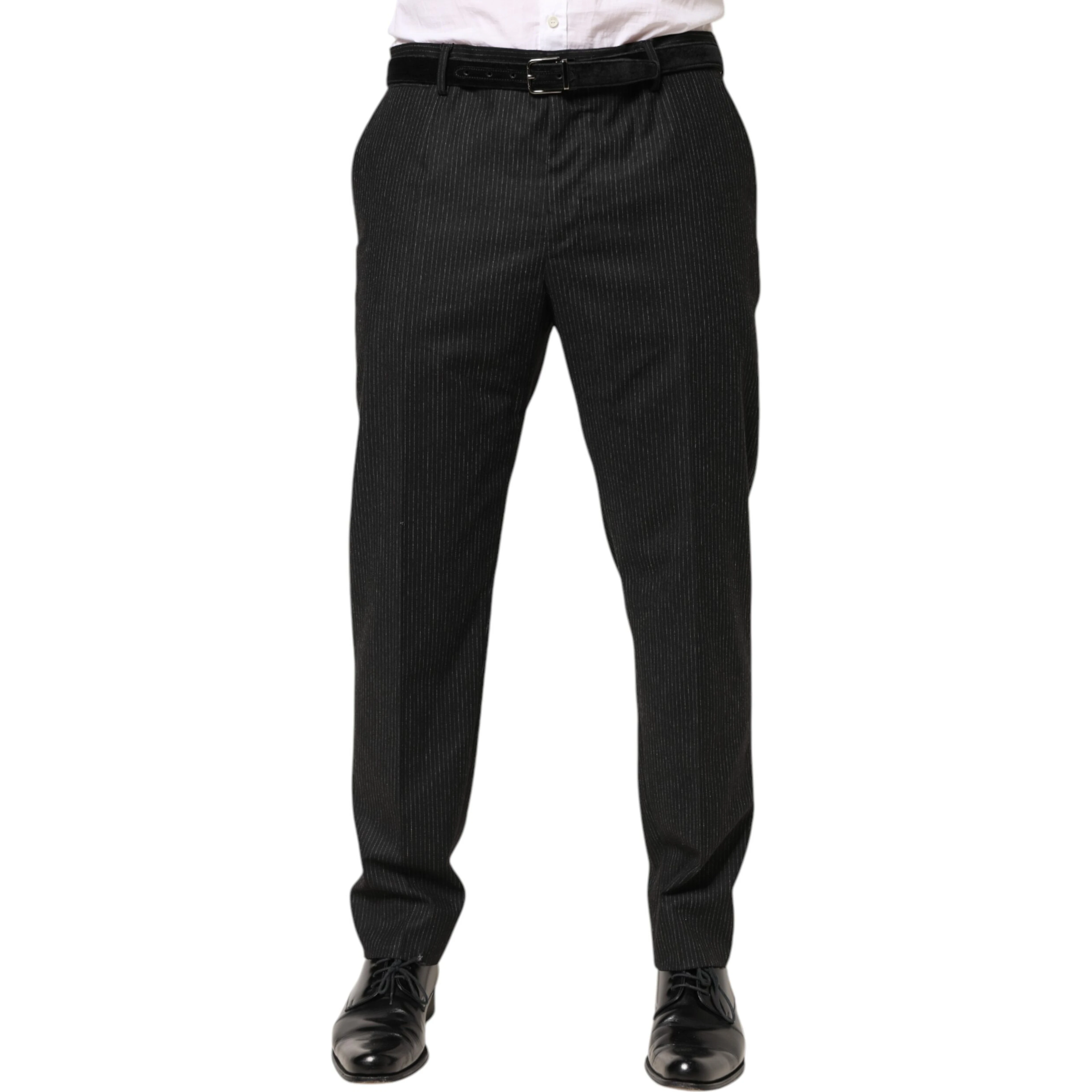 Black Cotton Mid Waist Dress Trouser Pants