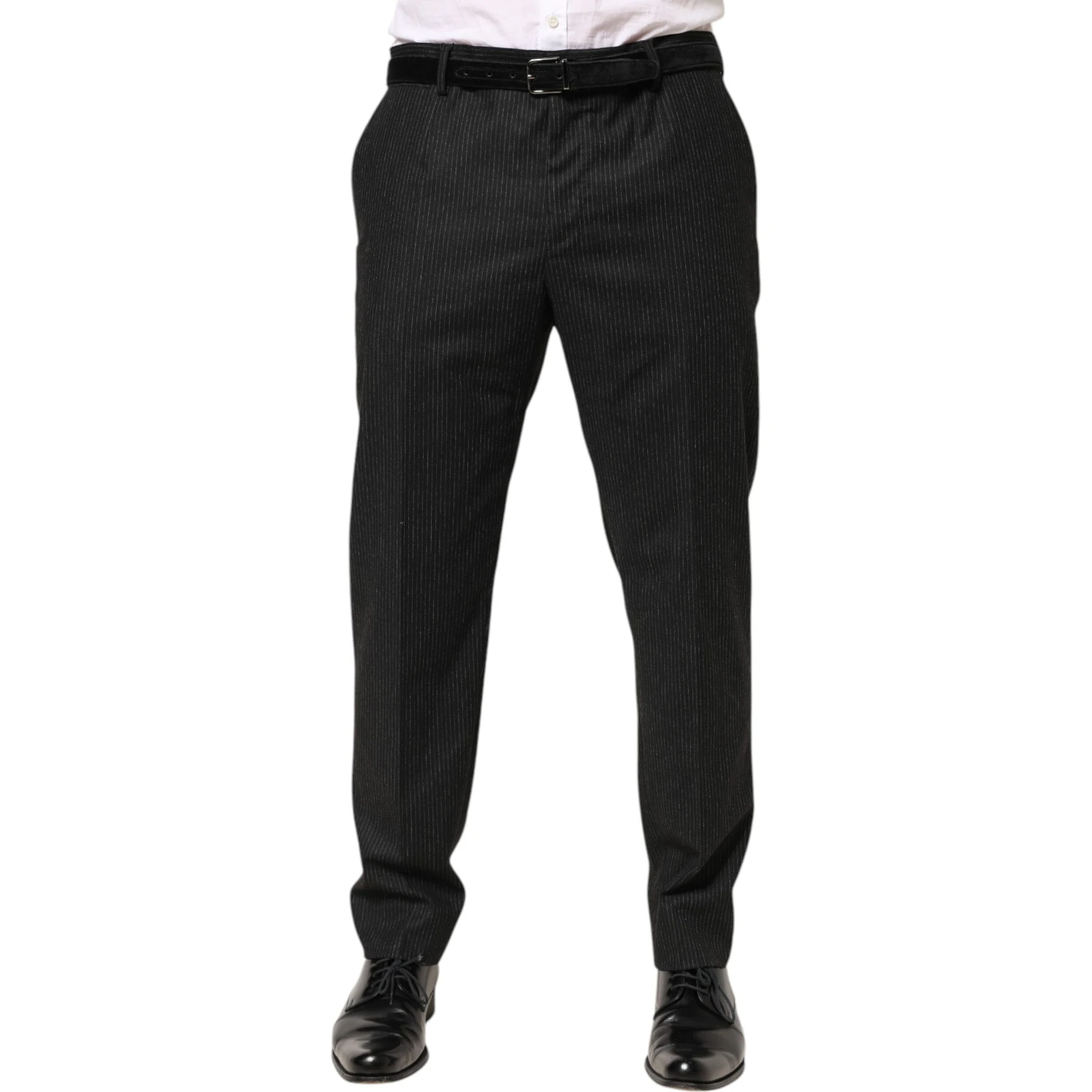 Black Cotton Mid Waist Dress Trouser Pants