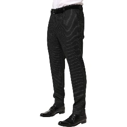 Black Cotton Mid Waist Dress Trouser Pants
