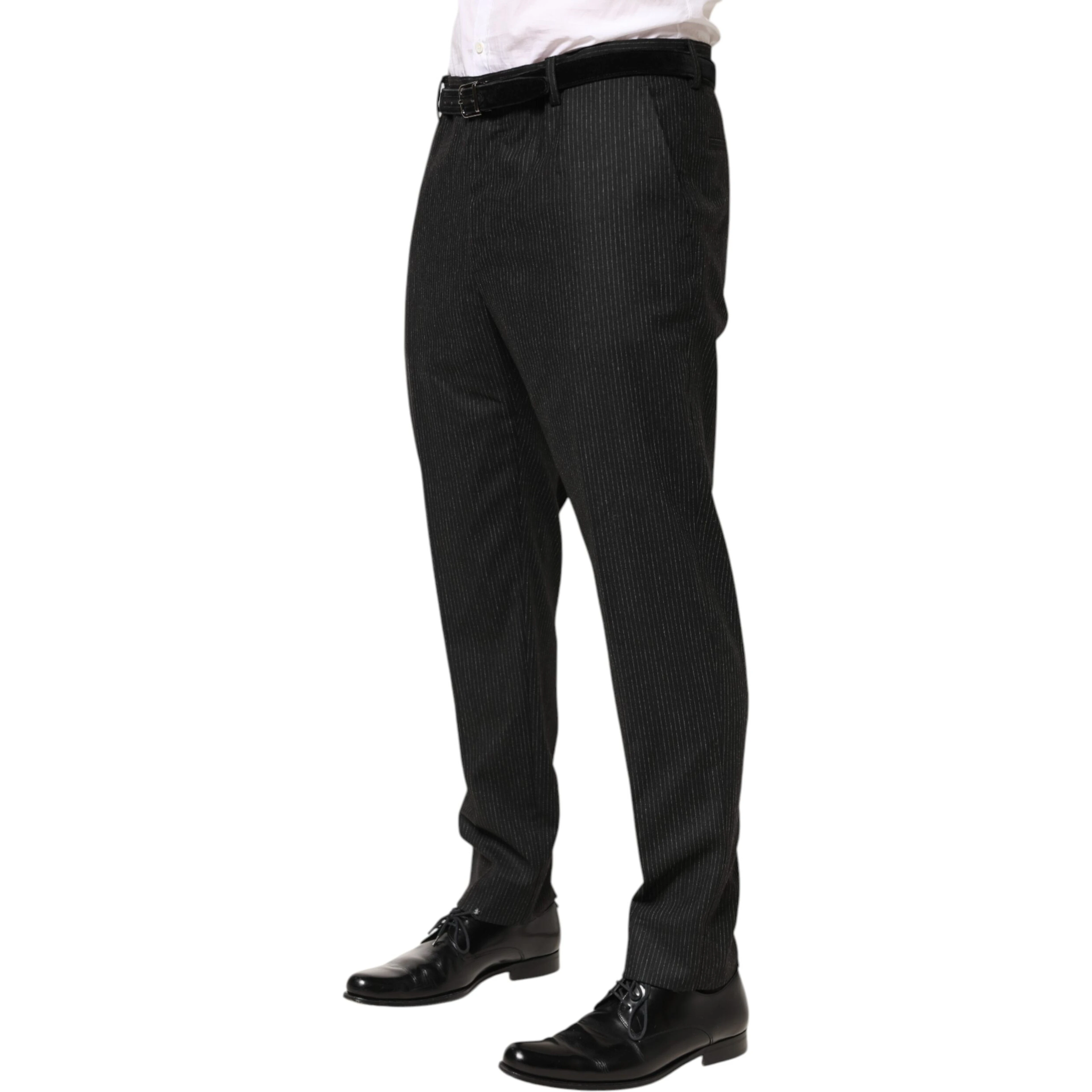 Black Cotton Mid Waist Dress Trouser Pants