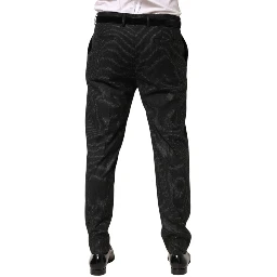 Black Cotton Mid Waist Dress Trouser Pants