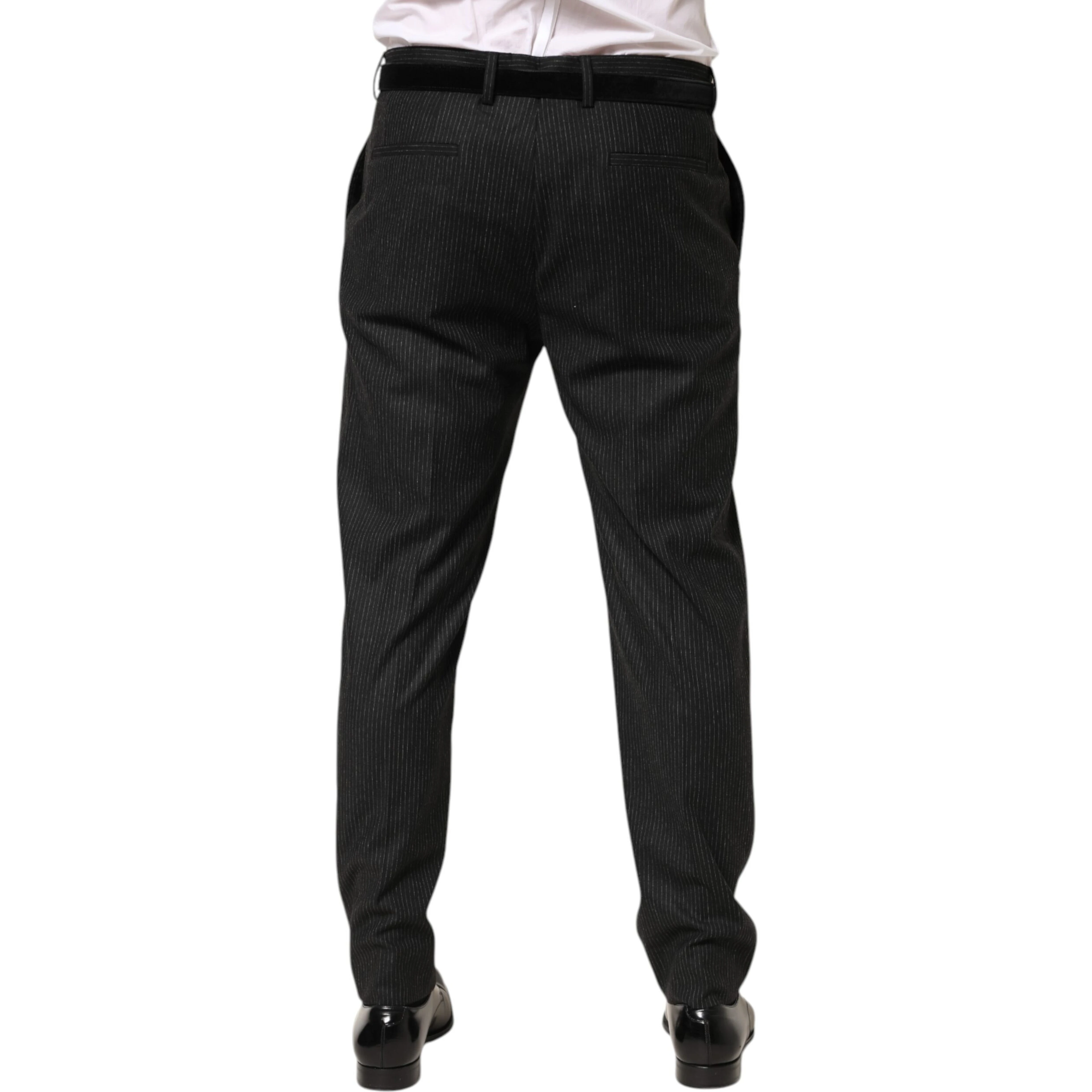 Black Cotton Mid Waist Dress Trouser Pants