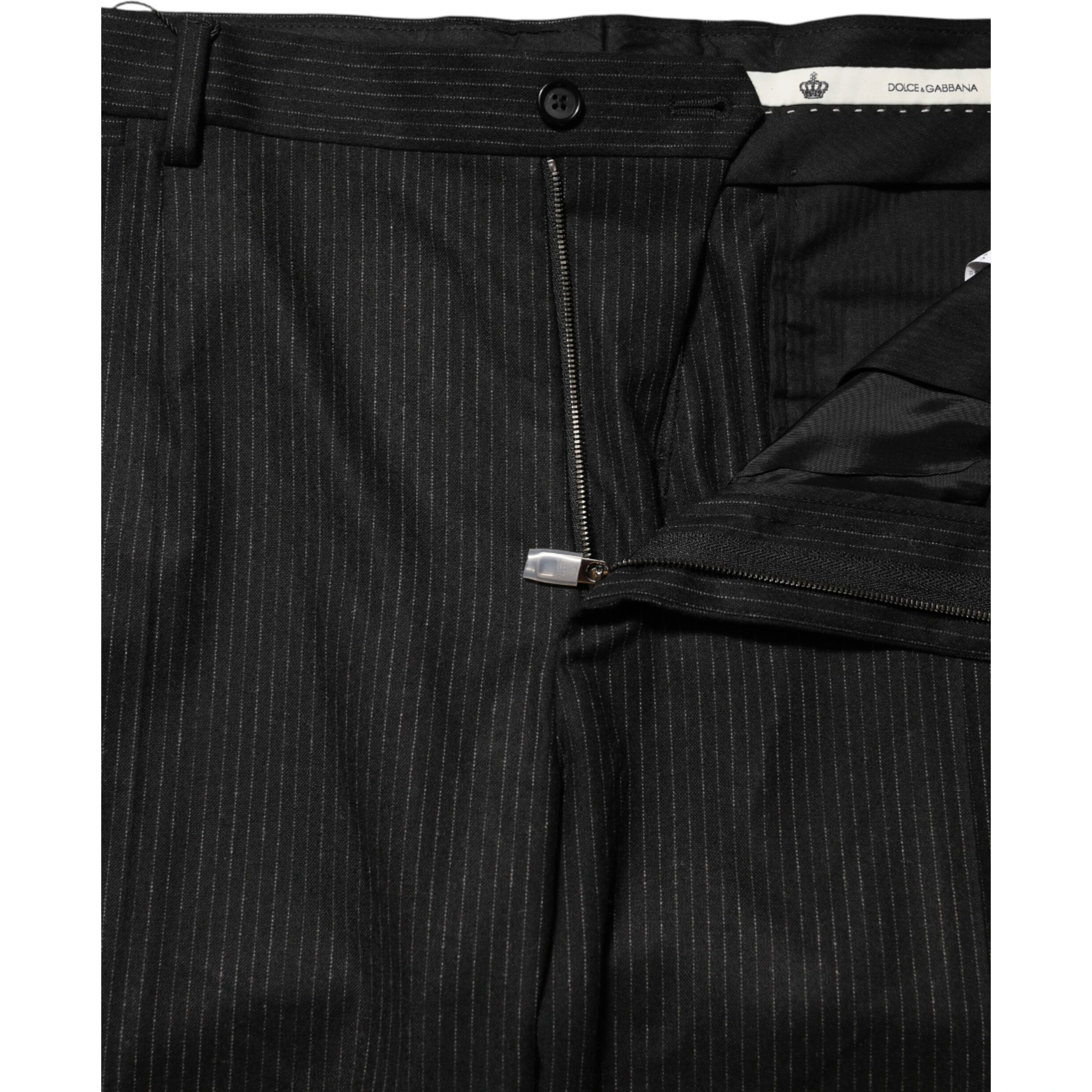 Black Cotton Mid Waist Dress Trouser Pants
