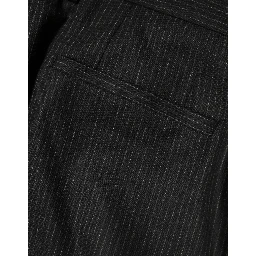 Black Cotton Mid Waist Dress Trouser Pants