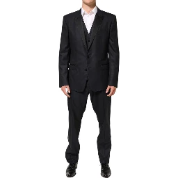 Black MARTINI 2 Buttons Suit 3 Piece Suit