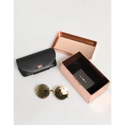 Gold Metal Round Shades Eyewear Sunglasses