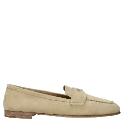 Beige Leather Slip-On Loafers
