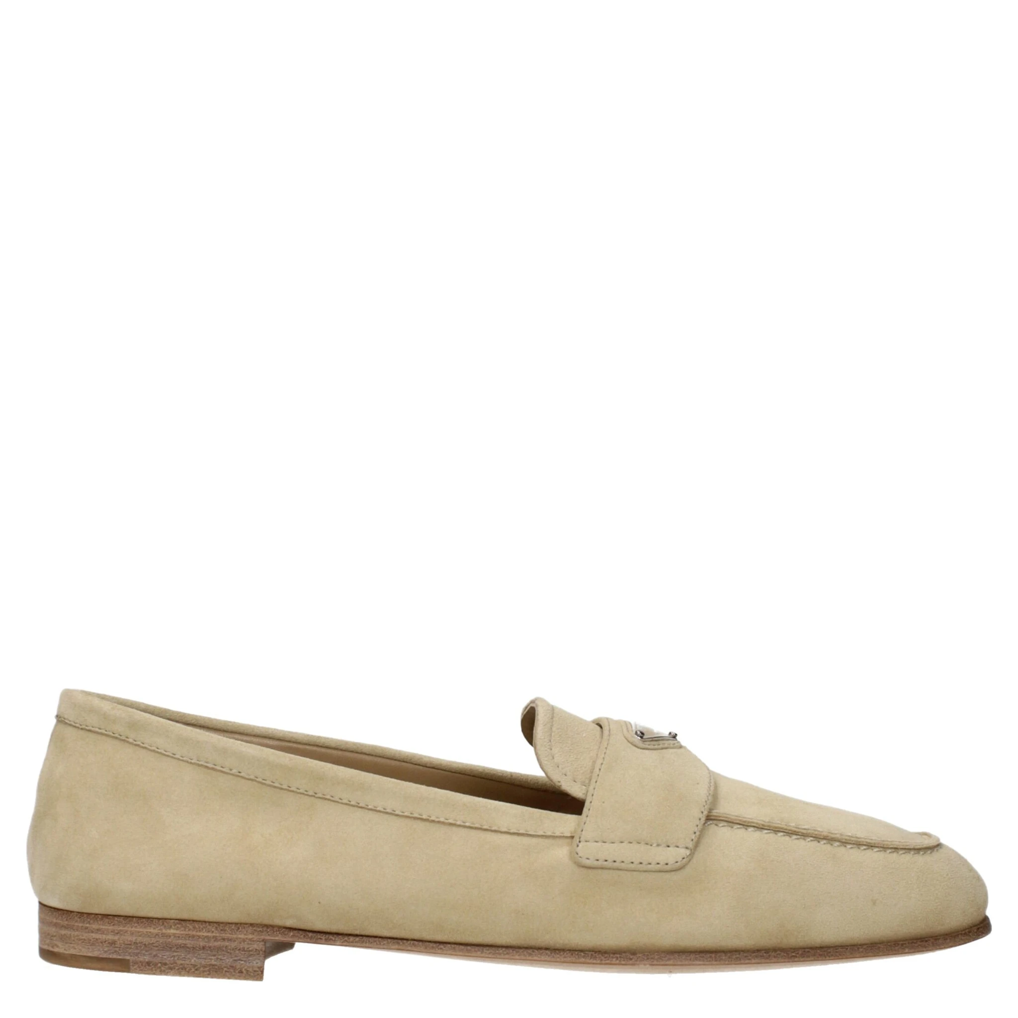 Beige Leather Slip-On Loafers