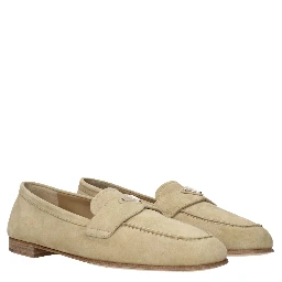 Beige Leather Slip-On Loafers