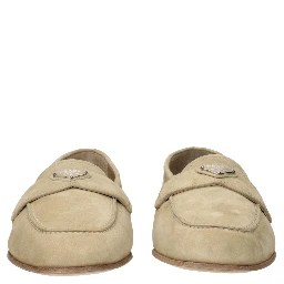 Beige Leather Slip-On Loafers