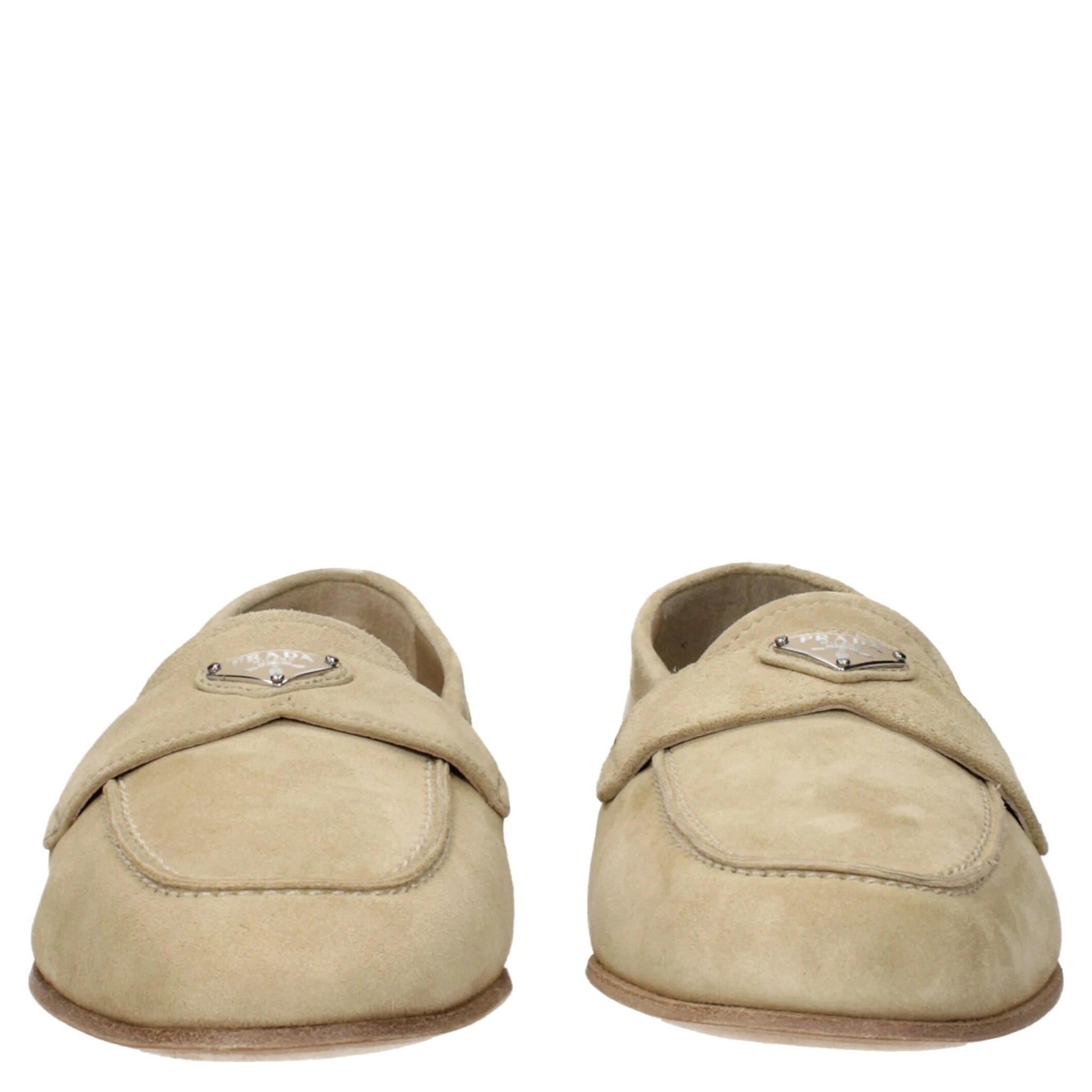 Beige Leather Slip-On Loafers