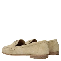 Beige Leather Slip-On Loafers