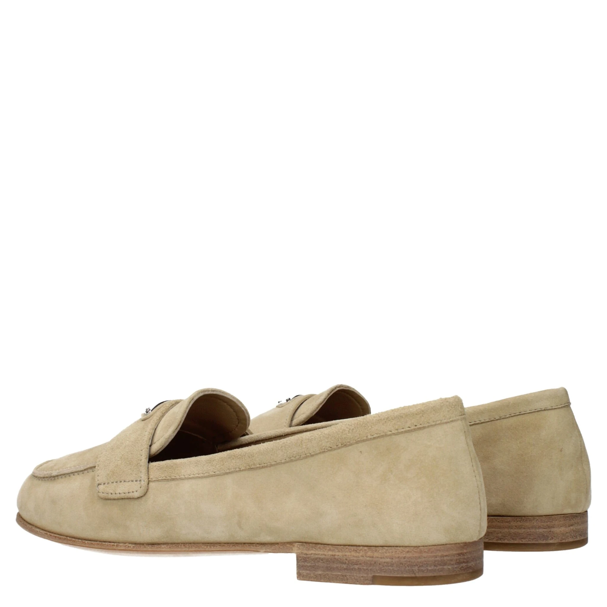Beige Leather Slip-On Loafers