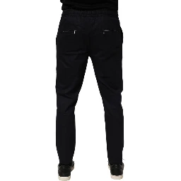Black Mid Waist Drawstring Men Jogger Pants