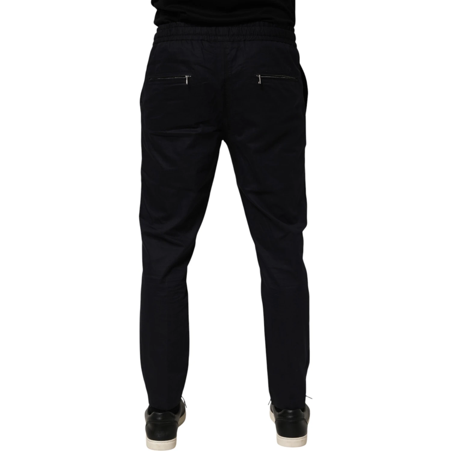 Black Mid Waist Drawstring Men Jogger Pants