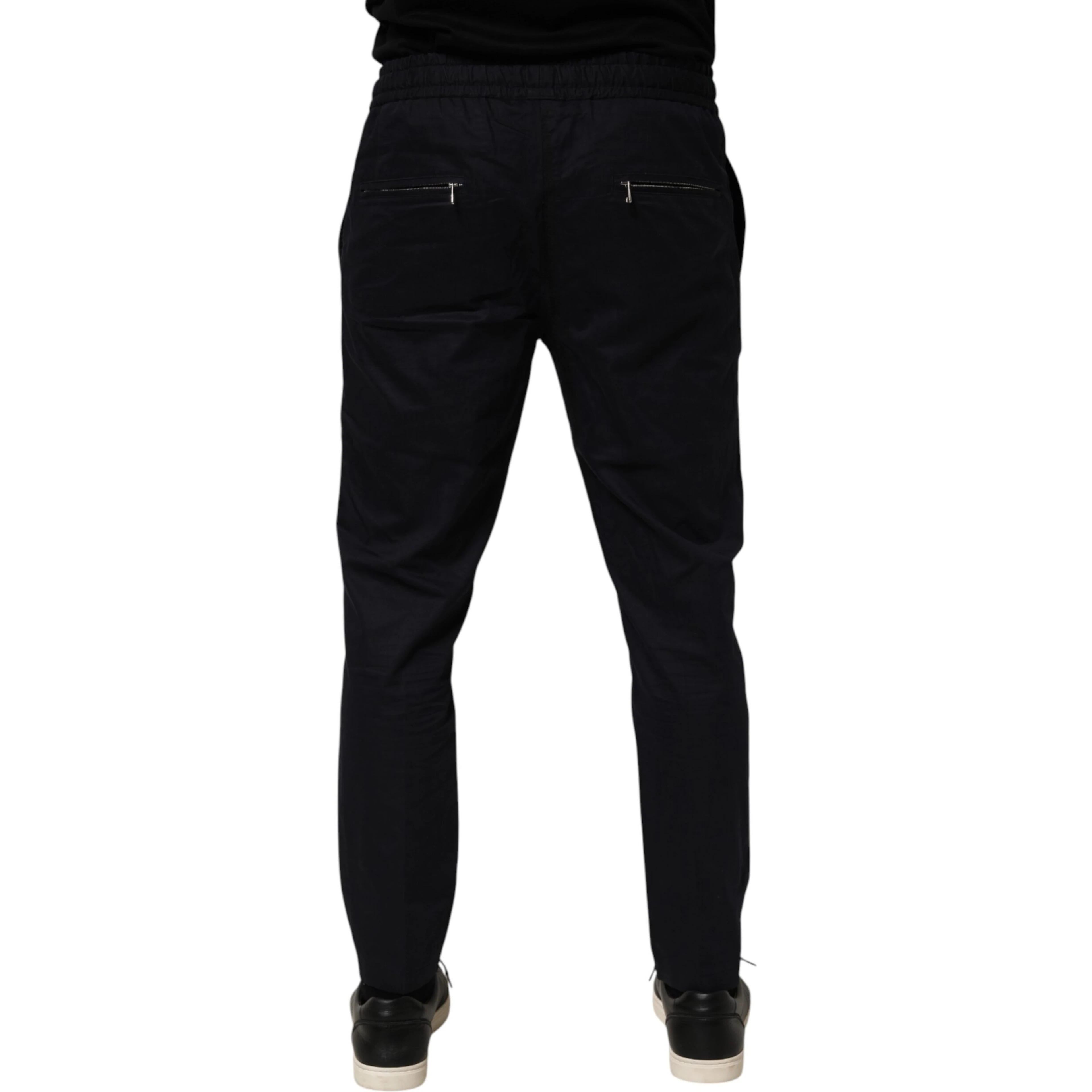 Black Mid Waist Drawstring Men Jogger Pants