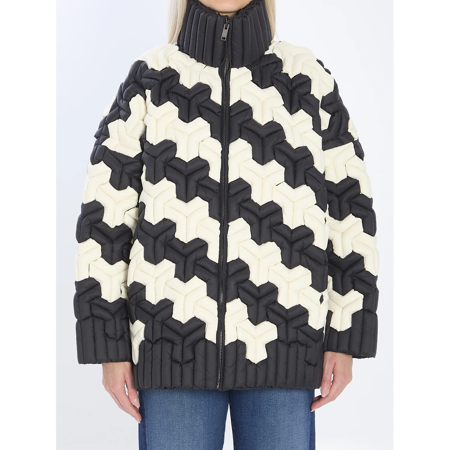 Black and white puffer jacket