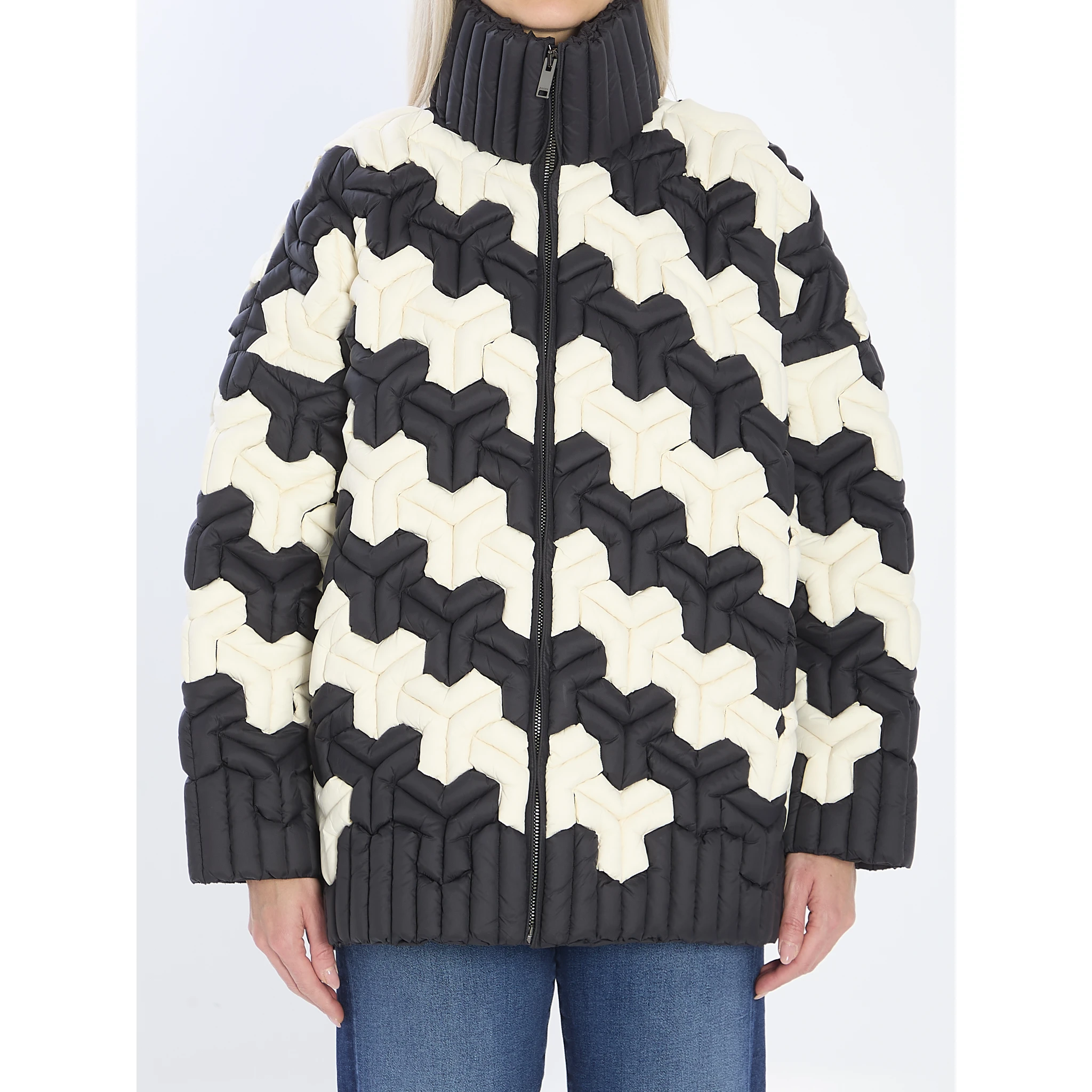 Black and white puffer jacket