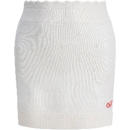 Openwork wool and cashmere miniskirt