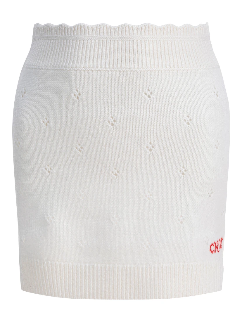Openwork wool and cashmere miniskirt