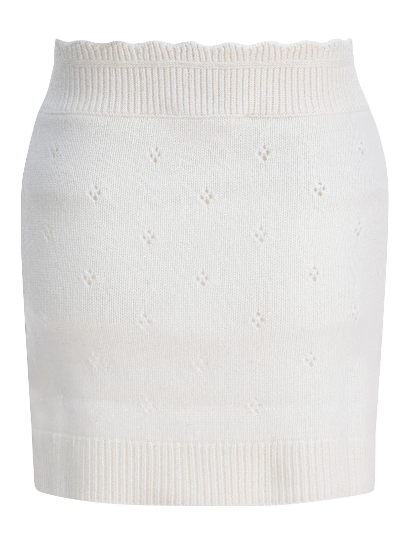 Openwork wool and cashmere miniskirt
