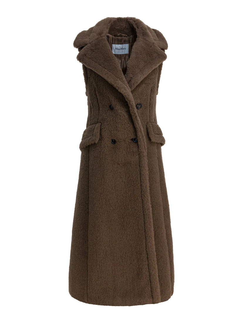 Sleeveless jacket in alpaca