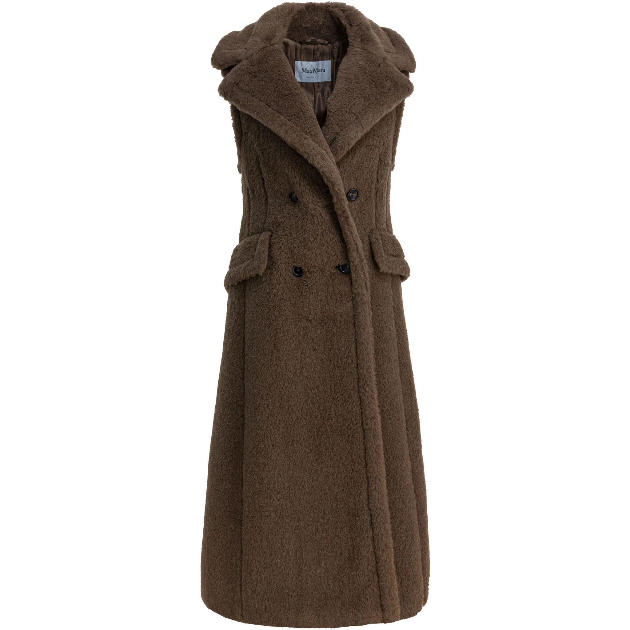 Sleeveless jacket in alpaca